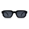 Retro Mod Narrow Rectangle Horn Rim Beveled Thick Plastic Sunglasses