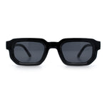 Retro Mod Narrow Rectangle Horn Rim Beveled Thick Plastic Sunglasses