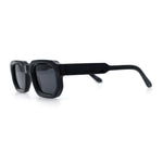 Retro Mod Narrow Rectangle Horn Rim Beveled Thick Plastic Sunglasses