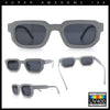 Retro Mod Narrow Rectangle Horn Rim Beveled Thick Plastic Sunglasses