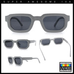 Retro Mod Narrow Rectangle Horn Rim Beveled Thick Plastic Sunglasses