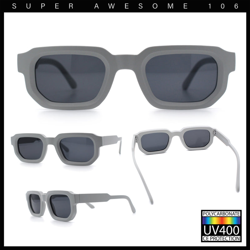 Retro Mod Narrow Rectangle Horn Rim Beveled Thick Plastic Sunglasses