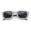 Retro Mod Narrow Rectangle Horn Rim Beveled Thick Plastic Sunglasses