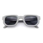 Retro Mod Narrow Rectangle Horn Rim Beveled Thick Plastic Sunglasses