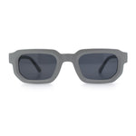 Retro Mod Narrow Rectangle Horn Rim Beveled Thick Plastic Sunglasses