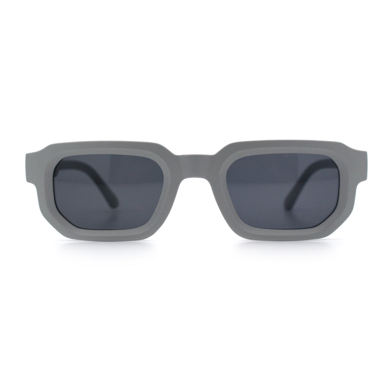 Retro Mod Narrow Rectangle Horn Rim Beveled Thick Plastic Sunglasses