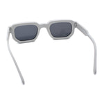 Retro Mod Narrow Rectangle Horn Rim Beveled Thick Plastic Sunglasses