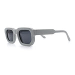 Retro Mod Narrow Rectangle Horn Rim Beveled Thick Plastic Sunglasses