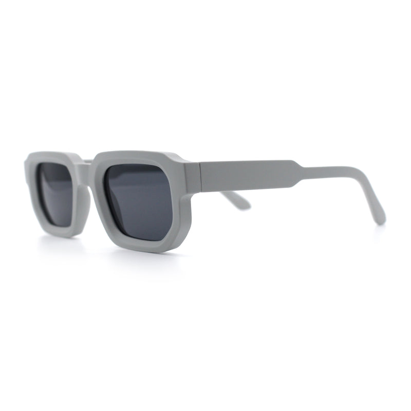 Retro Mod Narrow Rectangle Horn Rim Beveled Thick Plastic Sunglasses