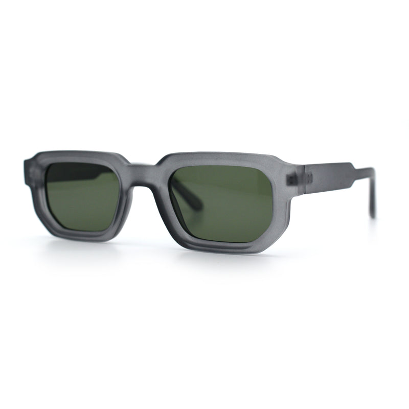 Retro Mod Narrow Rectangle Horn Rim Beveled Thick Plastic Sunglasses