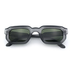 Retro Mod Narrow Rectangle Horn Rim Beveled Thick Plastic Sunglasses