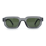 Retro Mod Narrow Rectangle Horn Rim Beveled Thick Plastic Sunglasses