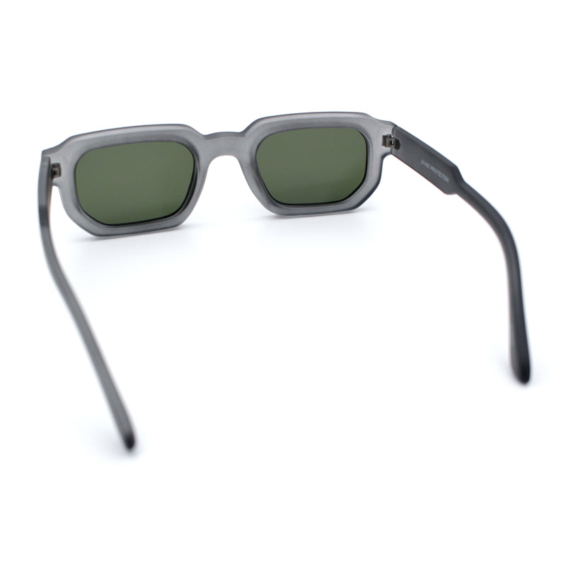 Retro Mod Narrow Rectangle Horn Rim Beveled Thick Plastic Sunglasses