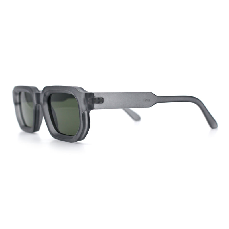Retro Mod Narrow Rectangle Horn Rim Beveled Thick Plastic Sunglasses