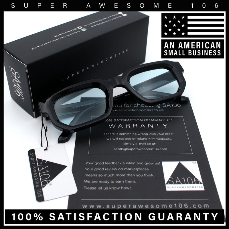 Retro Mod Narrow Rectangle Horn Rim Beveled Thick Plastic Sunglasses