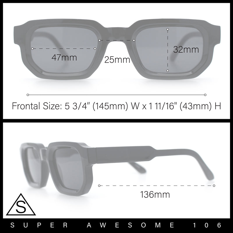 Retro Mod Narrow Rectangle Horn Rim Beveled Thick Plastic Sunglasses