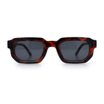 Retro Mod Narrow Rectangle Horn Rim Beveled Thick Plastic Sunglasses