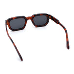 Retro Mod Narrow Rectangle Horn Rim Beveled Thick Plastic Sunglasses