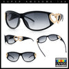 Womens Diva Wrap Around Double Heart Jewel Hinge Plastic Fashion Sunglasses