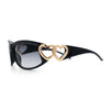 Womens Diva Wrap Around Double Heart Jewel Hinge Plastic Fashion Sunglasses
