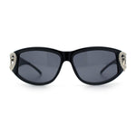 Womens Diva Wrap Around Double Heart Jewel Hinge Plastic Fashion Sunglasses