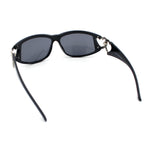 Womens Diva Wrap Around Double Heart Jewel Hinge Plastic Fashion Sunglasses