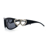Womens Diva Wrap Around Double Heart Jewel Hinge Plastic Fashion Sunglasses