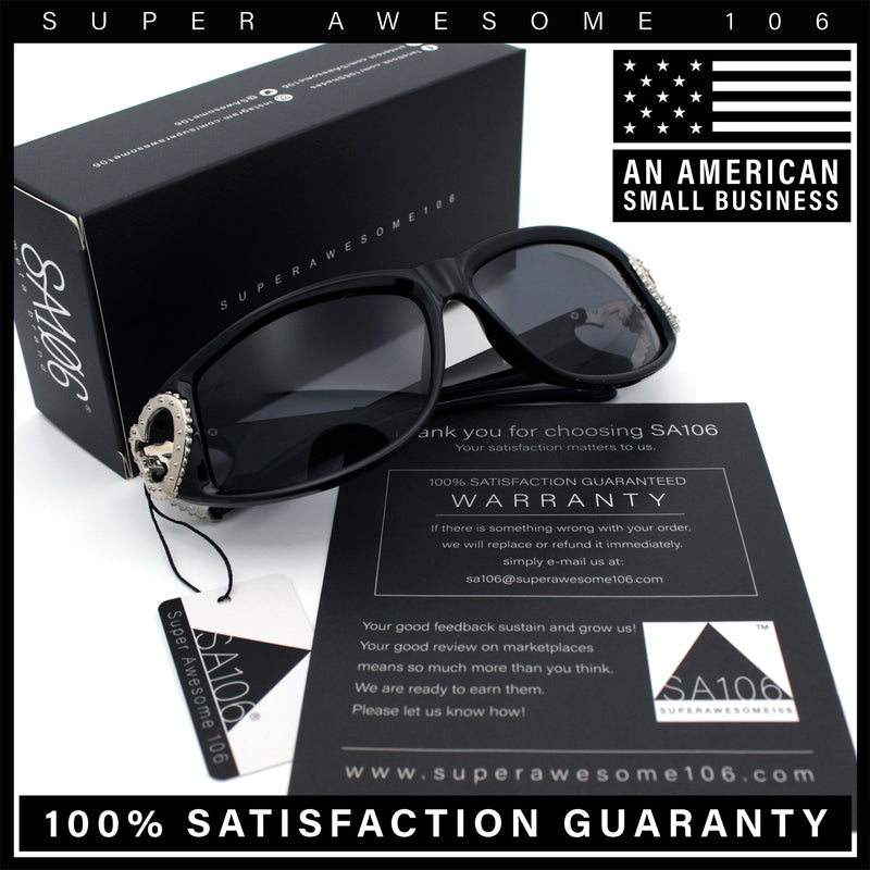 Womens Diva Wrap Around Double Heart Jewel Hinge Plastic Fashion Sunglasses