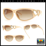 Womens Diva Wrap Around Double Heart Jewel Hinge Plastic Fashion Sunglasses