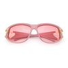 Womens Diva Wrap Around Double Heart Jewel Hinge Plastic Fashion Sunglasses