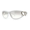 Womens Diva Wrap Around Double Heart Jewel Hinge Plastic Fashion Sunglasses