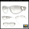 Womens Diva Wrap Around Double Heart Jewel Hinge Plastic Fashion Sunglasses