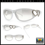 Womens Diva Wrap Around Double Heart Jewel Hinge Plastic Fashion Sunglasses