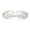 Womens Diva Wrap Around Double Heart Jewel Hinge Plastic Fashion Sunglasses