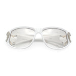 Womens Diva Wrap Around Double Heart Jewel Hinge Plastic Fashion Sunglasses