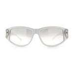 Womens Diva Wrap Around Double Heart Jewel Hinge Plastic Fashion Sunglasses