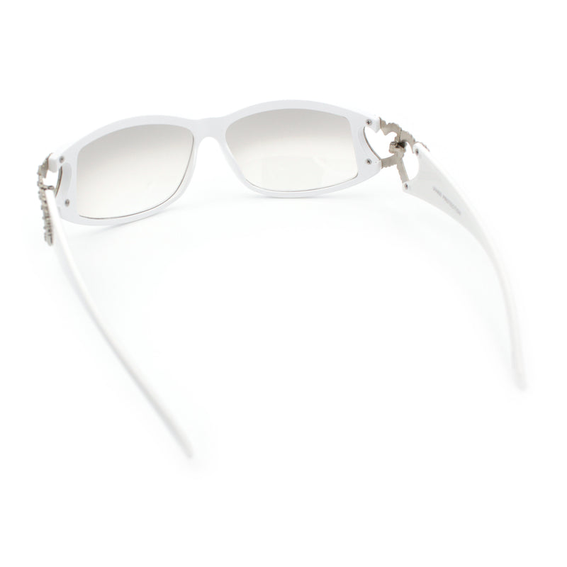 Womens Diva Wrap Around Double Heart Jewel Hinge Plastic Fashion Sunglasses