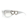 Womens Diva Wrap Around Double Heart Jewel Hinge Plastic Fashion Sunglasses