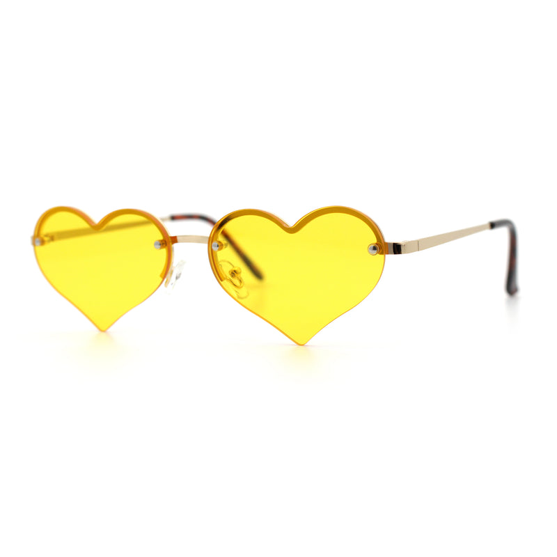 Womens Hippie Bubbly Heart Shape Half Rim Metal Retro Sunglasses