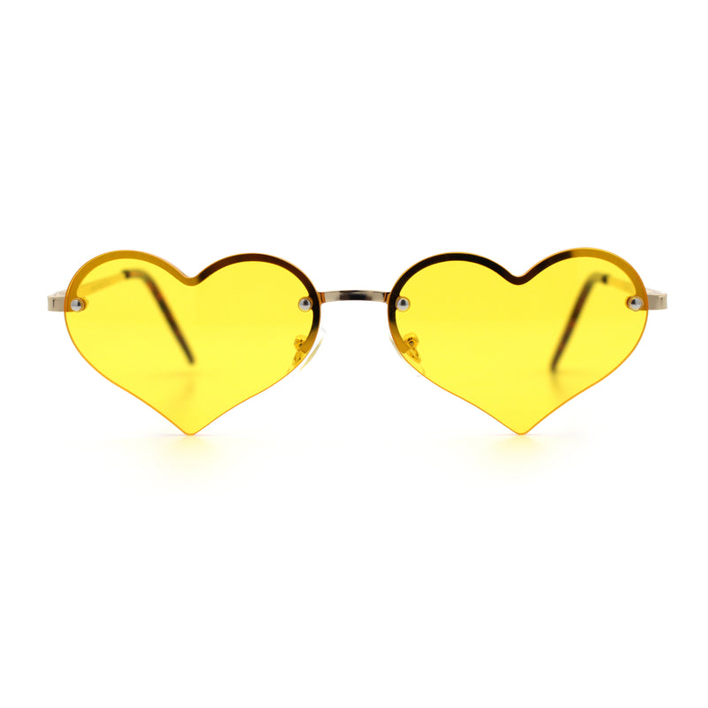 Womens Hippie Bubbly Heart Shape Half Rim Metal Retro Sunglasses