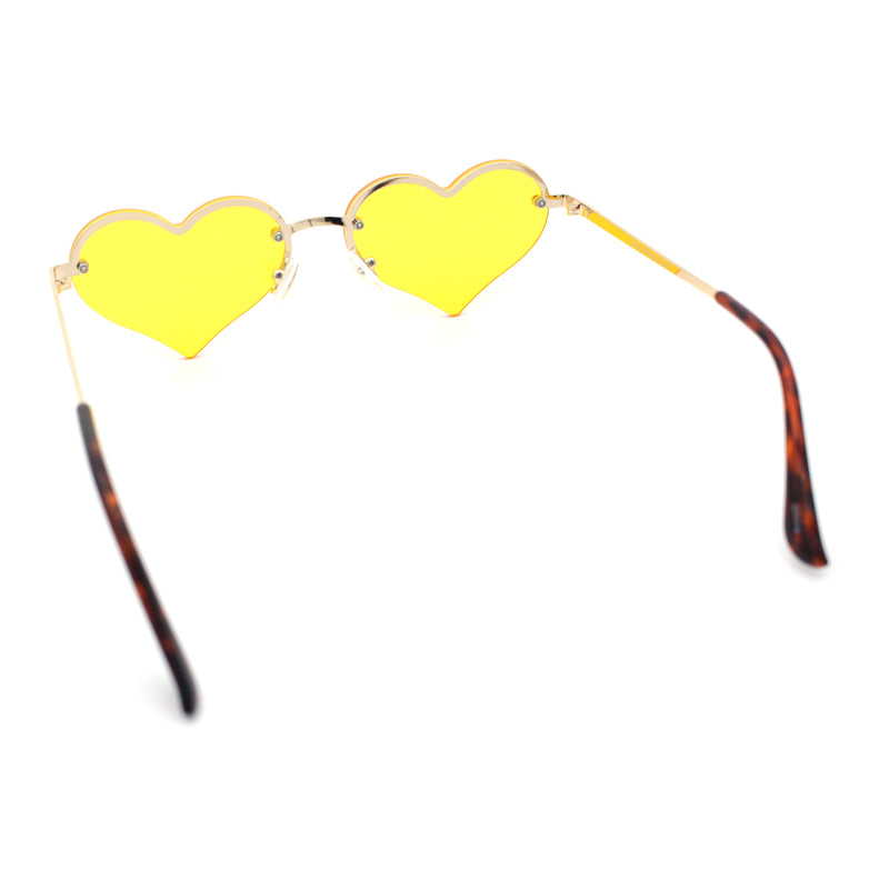 Womens Hippie Bubbly Heart Shape Half Rim Metal Retro Sunglasses