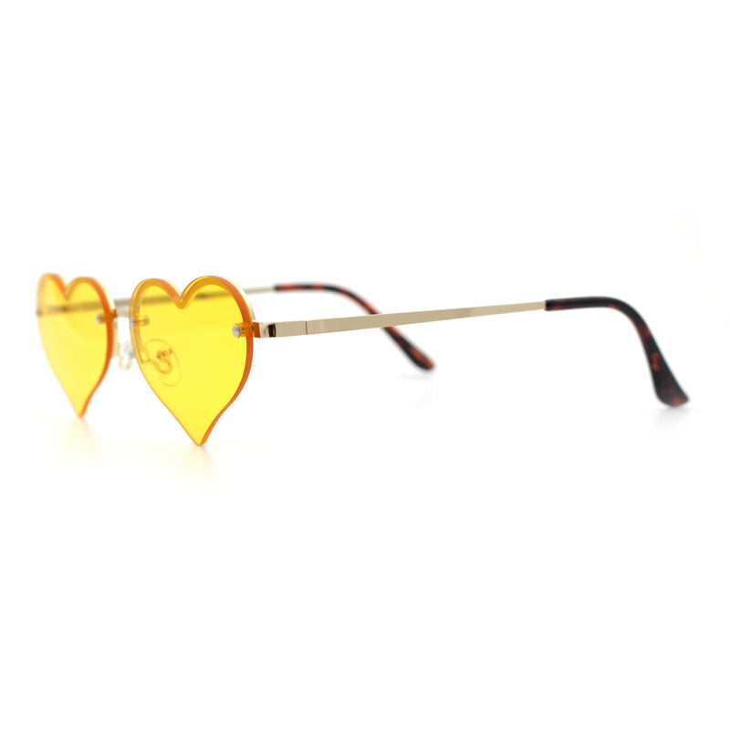 Womens Hippie Bubbly Heart Shape Half Rim Metal Retro Sunglasses