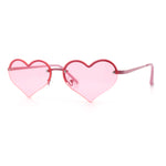 Womens Hippie Bubbly Heart Shape Half Rim Metal Retro Sunglasses