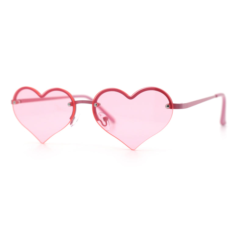 Womens Hippie Bubbly Heart Shape Half Rim Metal Retro Sunglasses