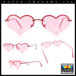 Womens Hippie Bubbly Heart Shape Half Rim Metal Retro Sunglasses