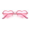 Womens Hippie Bubbly Heart Shape Half Rim Metal Retro Sunglasses