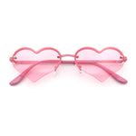 Womens Hippie Bubbly Heart Shape Half Rim Metal Retro Sunglasses