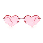 Womens Hippie Bubbly Heart Shape Half Rim Metal Retro Sunglasses