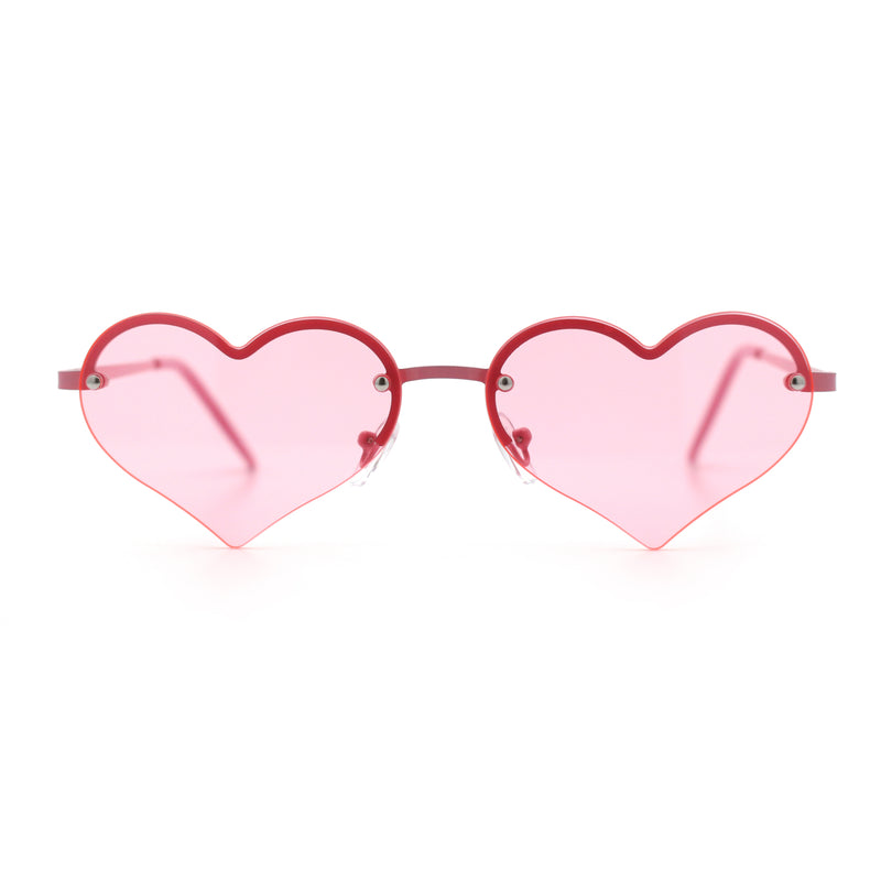 Womens Hippie Bubbly Heart Shape Half Rim Metal Retro Sunglasses