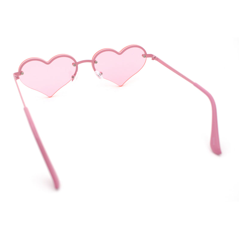 Womens Hippie Bubbly Heart Shape Half Rim Metal Retro Sunglasses